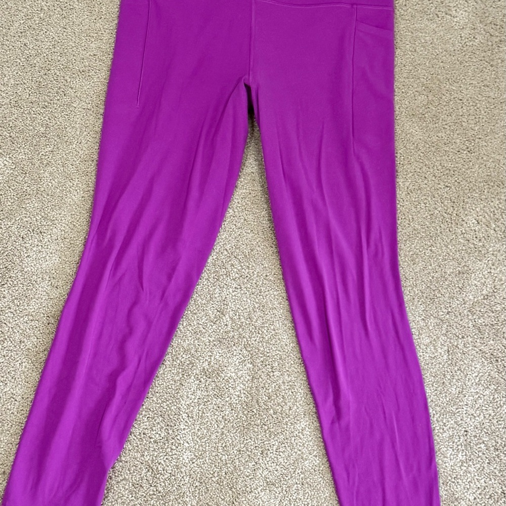 Athleta Salutation Stash Leggings Large Fuchsia Pink Pockets Yoga Athleisure - Picture 6 of 8